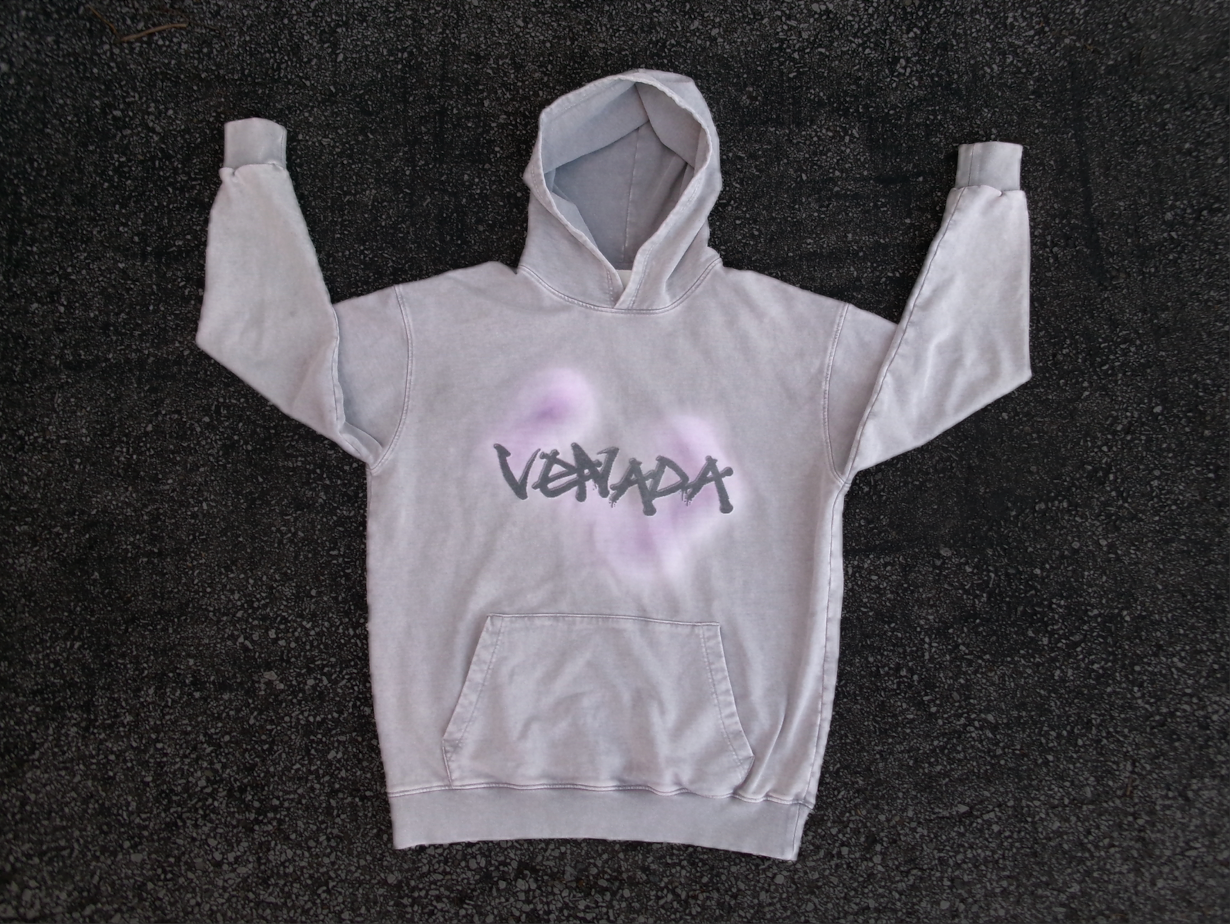 Acid Wash Spray Paint Grey Hoodie