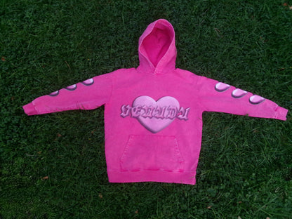 Acid Wash Pink Heart Hoodie