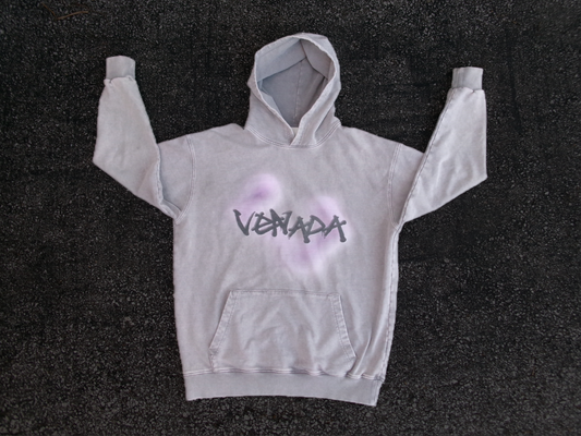 Acid Wash Spray Paint Grey Hoodie