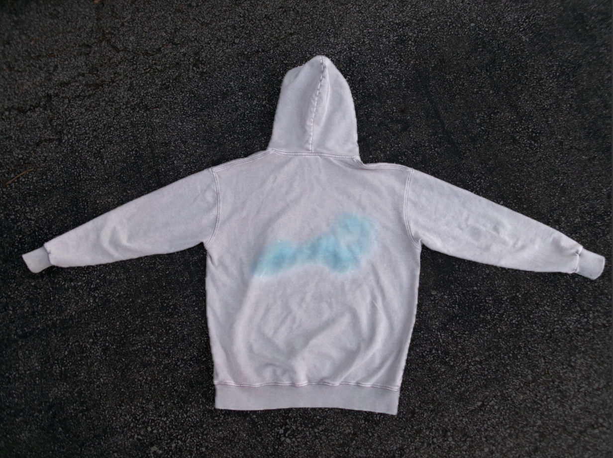Acid Wash Spray Paint Grey Hoodie