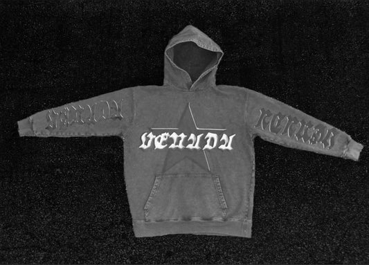 Acid Wash Black Star Hoodie